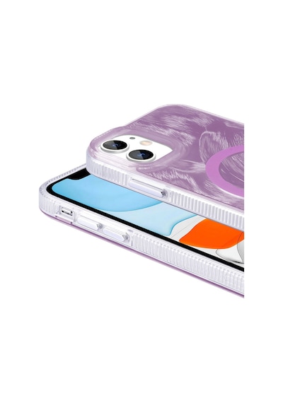 Goocamp Apple Uyumlu iPhone 11 Kılıf Magsafe Şarj Özellikli Fırça Boya Desenli Palet Kapak - Pemb Pembe