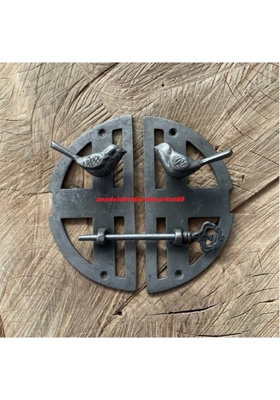 Dmr Pirinç Antik Dekoratif Kilit Kuşlu Ahşap Kapı Kilidi Oksit Siyah 15cm 15cm