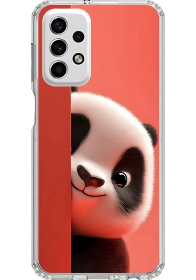Samsung Galaxy A33 Uyumlu Şeffaf Kılıf 4 Peluş Panda Tasarımlı