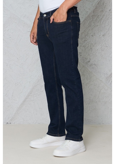 Myrab Denim Erkek Siyah Regular Fit Rahat Kesim Denim Zift Mavi Jeans Lacivert