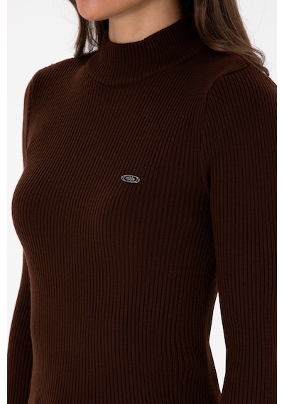 U.S. Polo Assn. Kadın Koyu Kahverengi Balıkçı Yaka Kazak 50315937-VR084