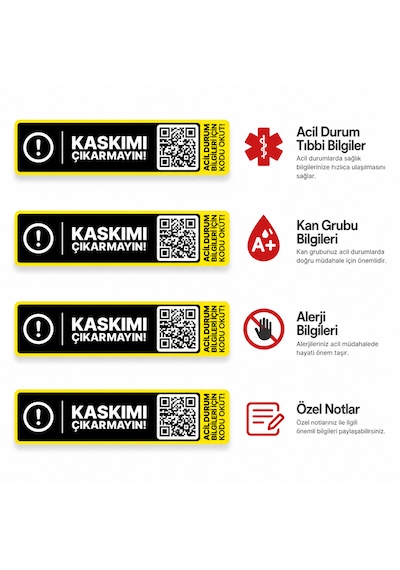 Meo Qr Kodlu Kask Acil Durum Bilgileri Etiketi Çok Renkli