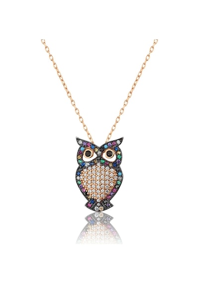 Papatya Silver 925 Ayar Rose Altın Kaplama Gümüş Baykuş Kolye