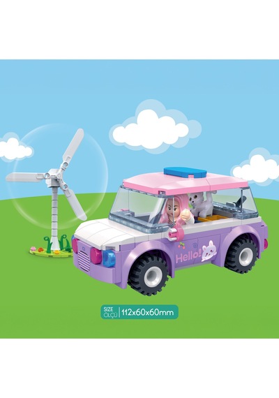 Ogi Mogi Toys Eğitici Bloklar Kız Arabası 136 Parça Yapı Seti