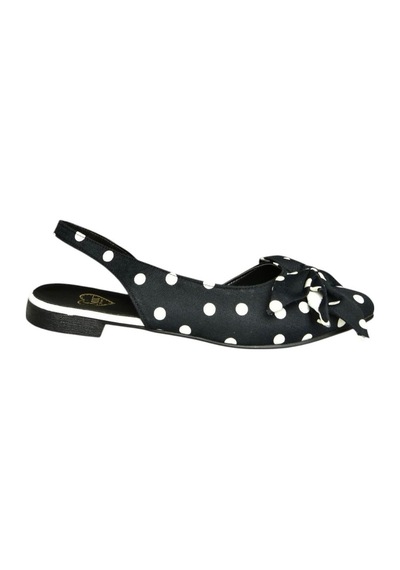 Fox Shoes H726809004 Siyah Puantiye/beyaz Kumaş Kadın Babet Siyah Puantiye/beyaz-kumaş