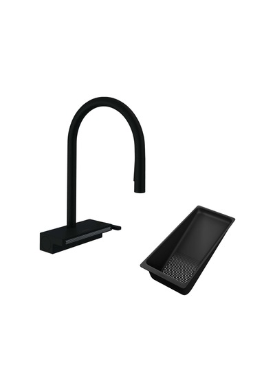 Hansgrohe Aquno Select M81 Spiralli Eviye Bataryası Sbox Satin Siyah Siyah
