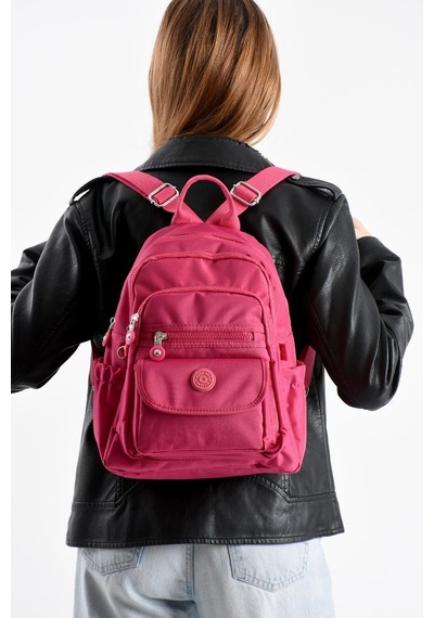 Baginn Kadın Sırt Çantası Günlük Kullanıma Uygun 32 25 Cm Klinkır Kumaş Çok Cepli Hafif Su İtici Kumaş Pembe