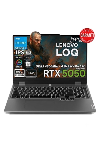 Lenovo Loq 15IRX10 83JE01D3TR i7-13645HX 16 GB 1 TB SSD RTX5050 15.6" Dos FHD Dizüstü Bilgisayar
