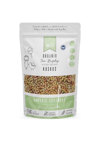 OG natural Organik Karışık Sebzeli Tam Buğday Bebek Kuskus 250 Gr +7 Ay