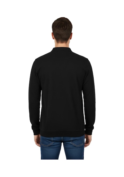 Dynamo Erkek Büyük Beden Polo Yaka Cepli Selanik Sweatshirt Bgl-st04925 Siyah