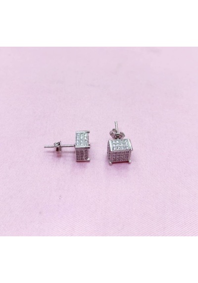 Oriental Kuyumculuk Jewellery Kare Küp Gümüş Küpe Gümüş