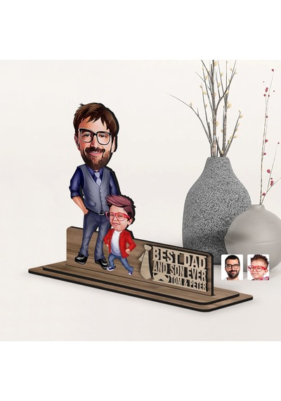 Bk Gift Kişiye Özel 3d Kabartma İsimli Baba-oğul Karikatürlü Ahşap Biblo-2, Babaya Hediye, Babalar Günü Hediyeleri Kobitmeyen138201 Bk Gift