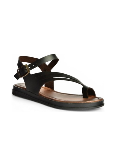 Fox Shoes U390903603 Siyah Hakiki Deri Kadın Sandalet