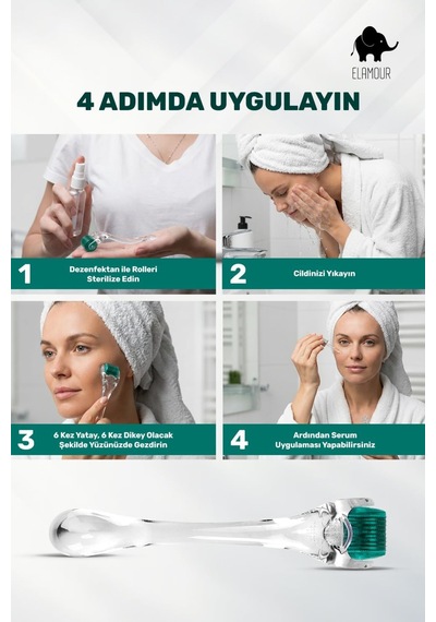 0,50mm 540 Iğneli Saç Ve Cilt Bakım Dermaroller - Orijinal Titanyum Iğneli - Serum Seti Hediyel