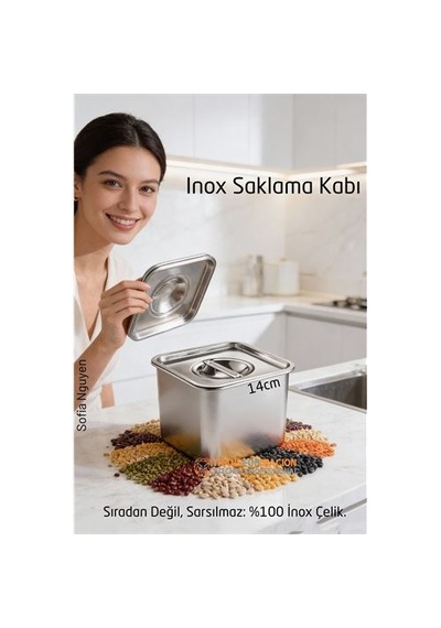 Zenvac Premium Inox Saklama Kabı - Hava Sızdırmaz Mutfak Düzenleyici 14x11 Cm 304 Paslanmaz Çelik Zenvac29 Renkli