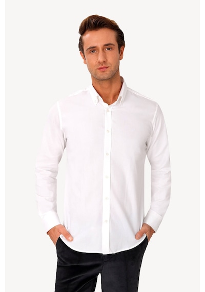 Erkek Beyaz Uzun Kol Slim Fit Gömlek