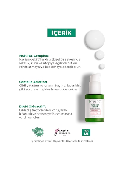 Sinoz Pure Cica Ultra Onarıcı ve Besleyici Bakım Serumu 30 ML