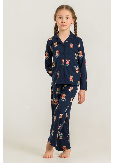 Rolypoly Anne Kız Winter Bear Lacivert Gömlek Pijama Takımı Rp3919-a-v2 Rp3919-a-v2