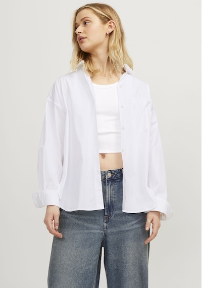 Jack & Jones Kadın Basic Oversize Poplin Gömlek - Jamie 12200353 White Beyaz