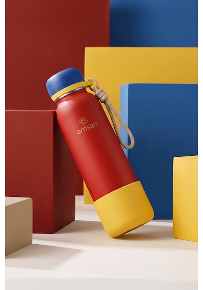 Emsan Thermos Bottle Çelik Sızdırmaz Termos 750 Ml Kırmızı Red