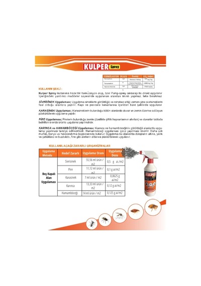 Kulper Hamamböceği Pire Karınca Karasinek Sivrisinek Spreyi Genel Böcek Ilacı 500 Ml