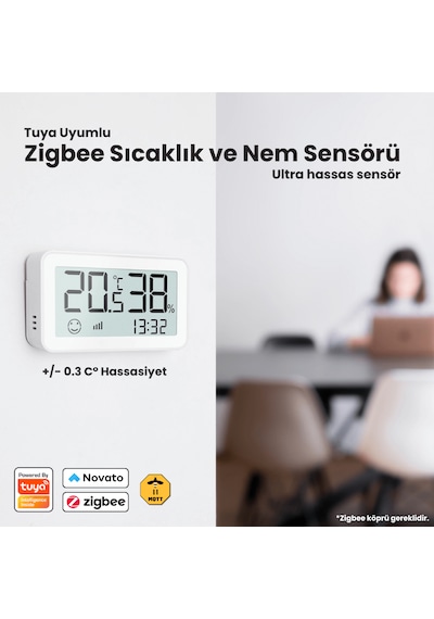 Tuya Zigbee Lcd Ekranlı Sıcaklık Ve Nem Sensörü