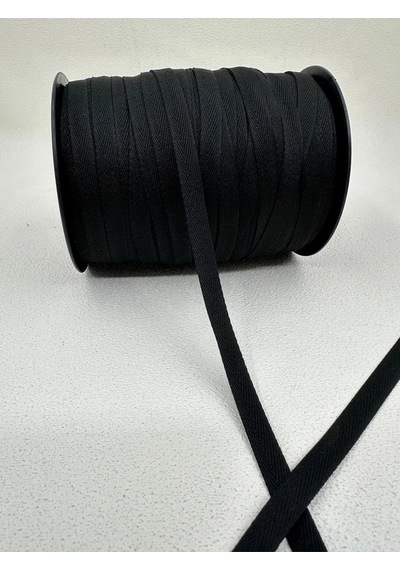 1 Cm Polyester Balıksırtı Şerit-5 Metre-siyah