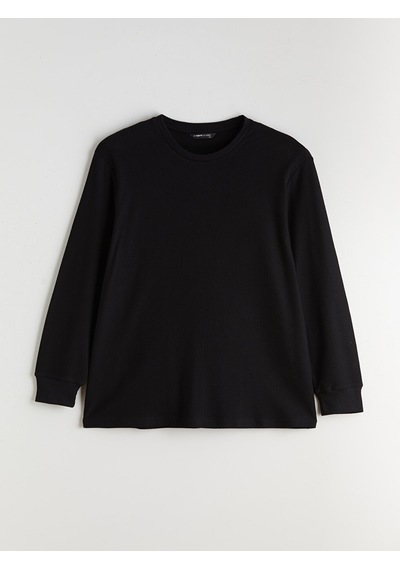 Lcwaıkıkı Classic Siyah Büyük Beden Bisiklet Yaka Erkek Sweatshirt