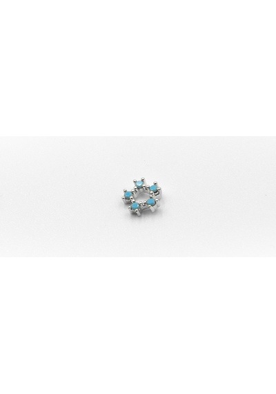Turkuaz Taşlı Şık Tragus & Helix Piercing Anti Alerjik, Kararma Yapmaz, Gümüş Kaplama Çok Renkli