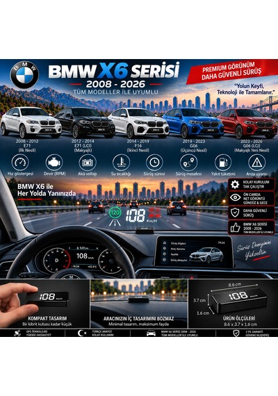 Bmw X6 Serisi 2008-2026 Modeller İçin Head Up Display Hayalet Gösterge Ekranı Ön Cam Hız Göstergesi
