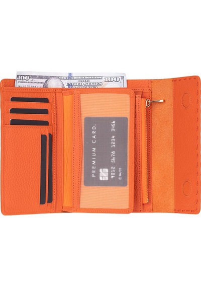 Bloominbag Arc Wallet Terracotta Pebble Hakiki Deri Kartlıklı Manyetik Cüzdan Turuncu