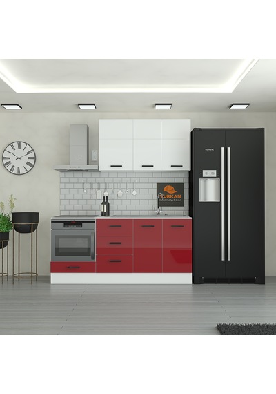 190 Cm Mutfak Dolabı Mdf Kapak Tezgah Dahil Yrkn190 101 Kırmızı