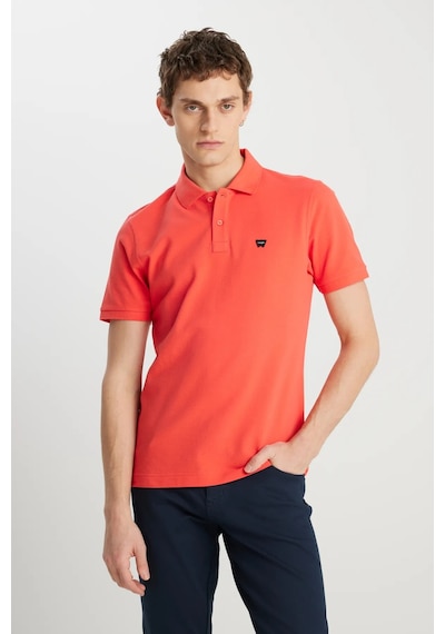 Wrangler %100 Pamuk Regular Fit Normal Kesim Mercan Rengi Polo Yaka Tişört Nar Çiçeği