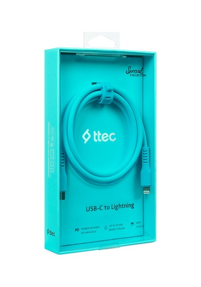 Ttec USB-C - Lightning Hızlı Şarj Kablosu 120 CM Neon Mavi