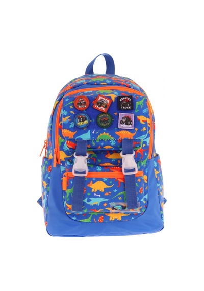 Kaukko Kids Erkek Çocuk Armalı Dinazor Desenli İlkokul Okul Sırt Çantası Dört Bölmeli - Mavi - L5278 MAvi