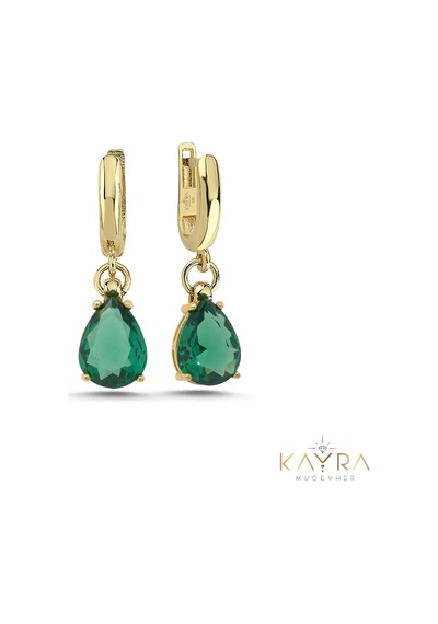 Kayra Mücevher Peridot Damla Taşlı Altın Küpe Ahk11