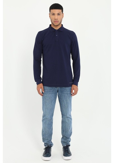 Dufy Erkek Regular Fit Polo Yaka Lacivert Sweatshirt-25493