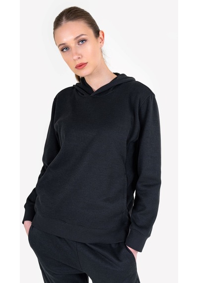 Lescon Siyah Kadın Kapüşonlu Sweatshirt 23n-2108