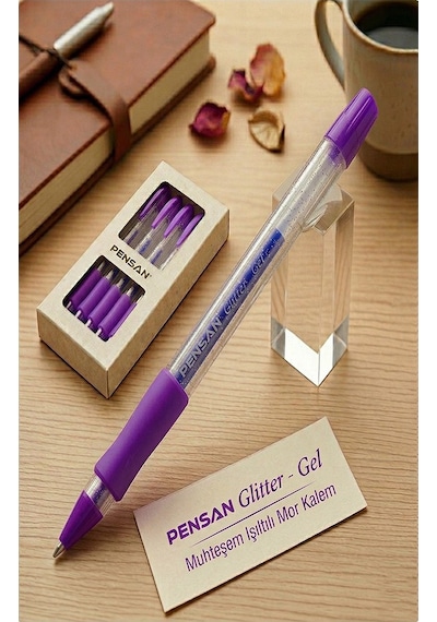 Simli Jel Kalem 1.0mm 1 Adet Uç Akıcı Yazım Pensan Simli Jel Kalem Tükenmez Simli Kalem Simli Pilot Kalem Canlı Renkler Mor