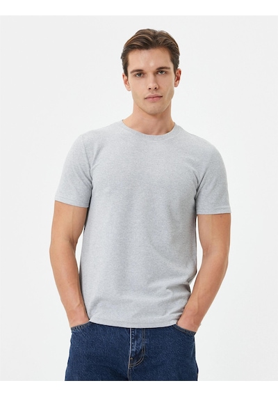 Koton 4sam10279hk 031 Gri Erkek Jersey Kısa Kollu Basic T-shirt Gri