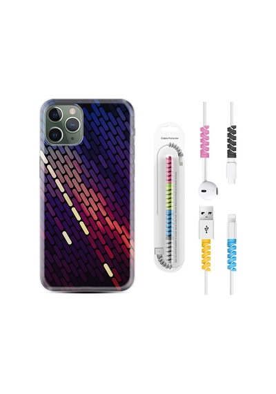 Apple Uyumlu iPhone 13 Pro Max Kılıf Kablo Koruyuculu Line Neon 1805