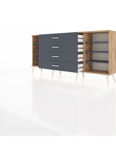 Arges Konsol 6 Raflı 4 Çekmeceli 176x30x83 Çam-antrasit/antrasit Antrasit/antrasit Arges Konsol 6 Raflı 4 Çekmeceli 176x30x83 Çam-antrasit/antrasit Antrasit/antrasit