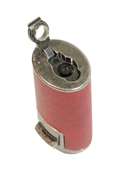 Parmida Çift Torch Pürmüz Delicili Gövdesi Deri Kırmızı Gunmetal Puro Çakmağı - Tr9615