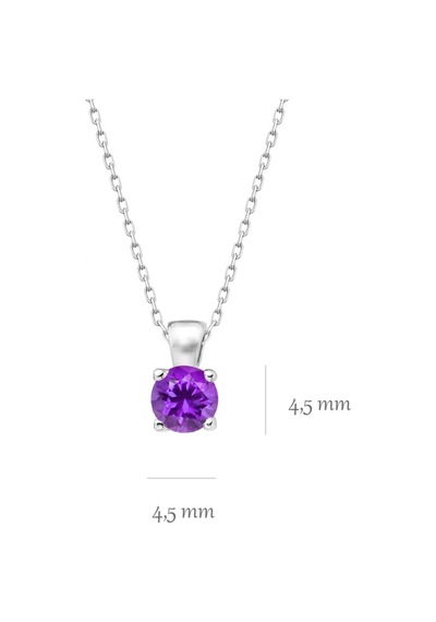 Altın Sepeti Mor Taşlı Mini Tektaş Gümüş Kolye G1625klr1 Beyaz