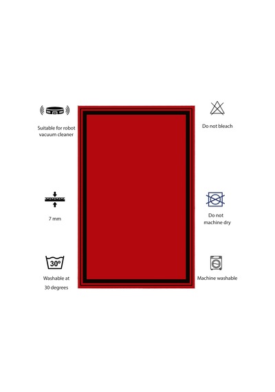 Dijital Kaymaz Yıkanabilir Banyo Mutfak Salon Paspas Halısı Trend Modern Al4007 Kırmızı