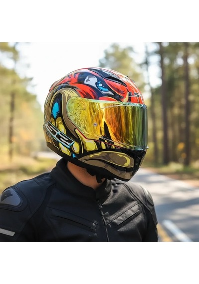 Ls2 Rapıd 2 Spox Kırmızı-gri Kask Gold Vizör + Şeffaf Vizör Çok Renkli