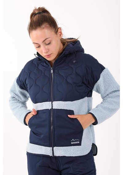 Maraton Sportswear Comfort Kadın Kapşonlu Uzun Kol Outdoor Sisli Mavi Tracktop 21440-sisli Mavi