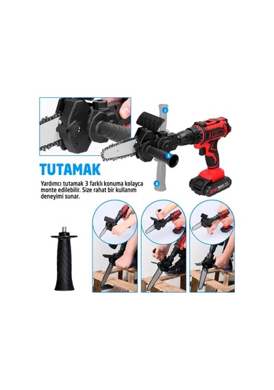 Matkap Ucuna Takılabilen Zincirli Dal Budama Aparatı Ağaç Ve Bahçe Budama Testere Aparatı Lisinya