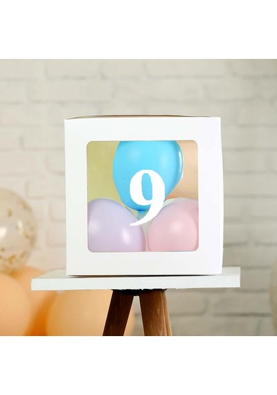 Şeffaf 9 Rakamlı Beyaz Kutu Ve Balon Seti Kendin Yap Bebek Çocuk