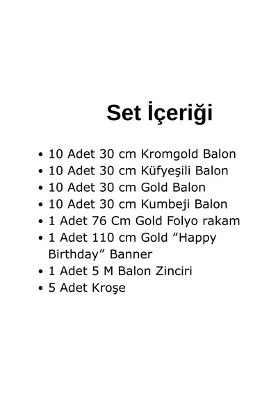 0 Yaş Retro Gold Kromgold Küfyeşili Kumbeji Balon Happy Birthday Banner Gold Rakam Doğum Günü Süsü Çok Renkli